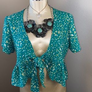 Noflik Floral Print Tie Front Top